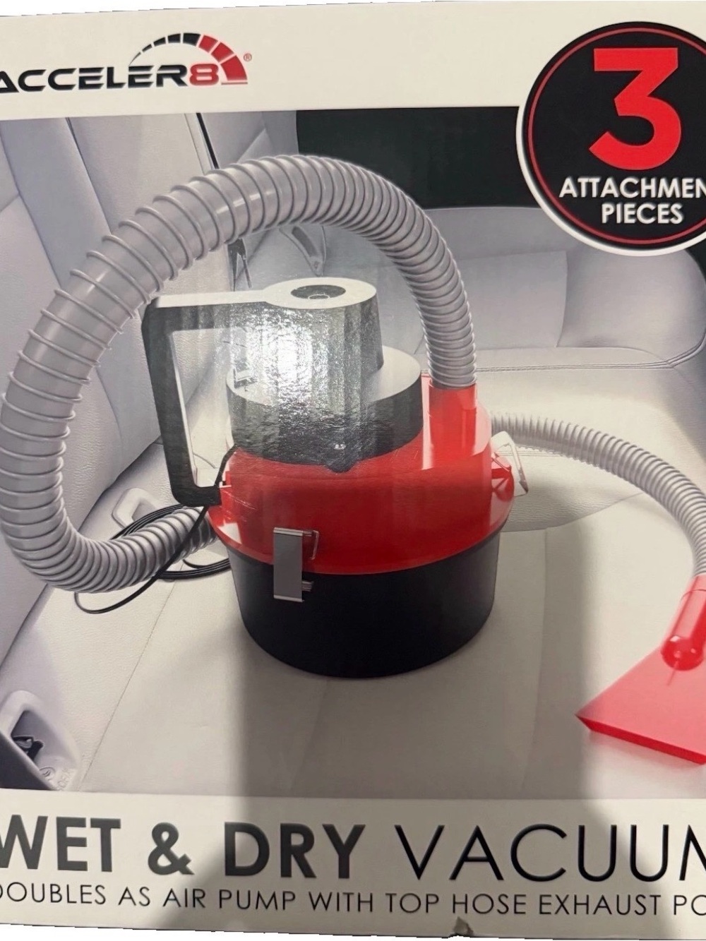 Red & Black Wet & Dry Car Vacuum Cleaner